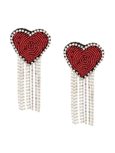 Venessa Arizaga Love Heart Clip-on Earrings In Red