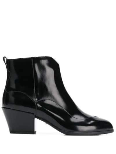 Hogan Zip Up Ankle Boots In Black