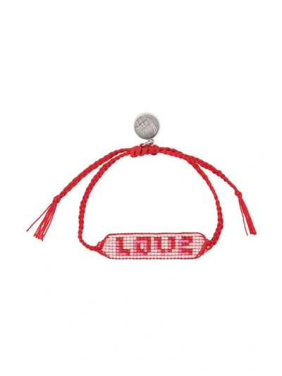 Venessa Arizaga Love Beaded Bracelet In Red
