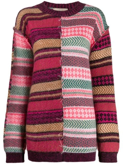 Maison Flaneur Patch-work Embroidered Jumper In Pink
