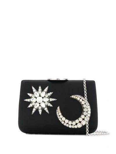 Giambattista Valli Crystal Embellished Clutch Bag In Black