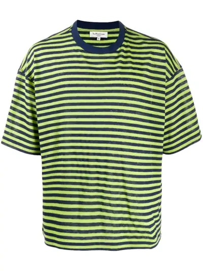 Ymc You Must Create Striped Print T-shirt In Green/navy
