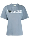 Aries Logo Print T-shirt In Blue