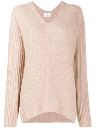 Allude Cashmere V-neck Jumper In Pink