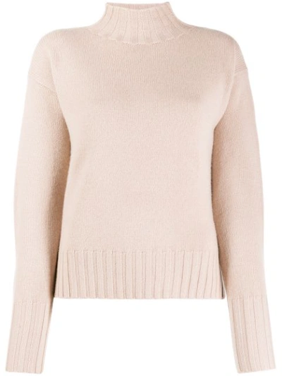Allude Ribbed Turtle Neck Jumper In 62 Pink