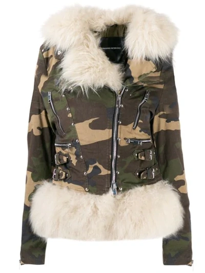 Ermanno Scervino Fur Collar Jacket In Green