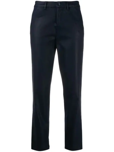 7 For All Mankind High Waisted Cropped Trousers In Blue