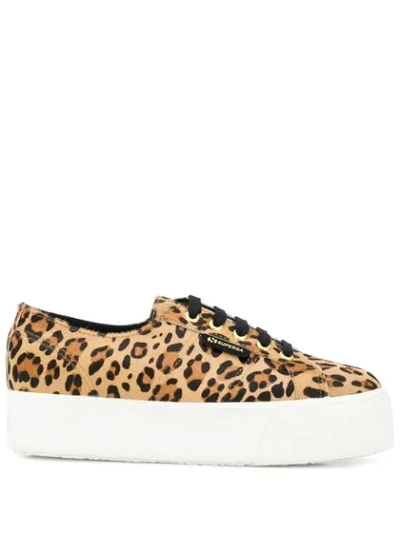 Superga Leopard-print Chunky Sole Trainers In Black