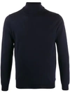 Zanone Roll-neck Fitted Sweater In Blue