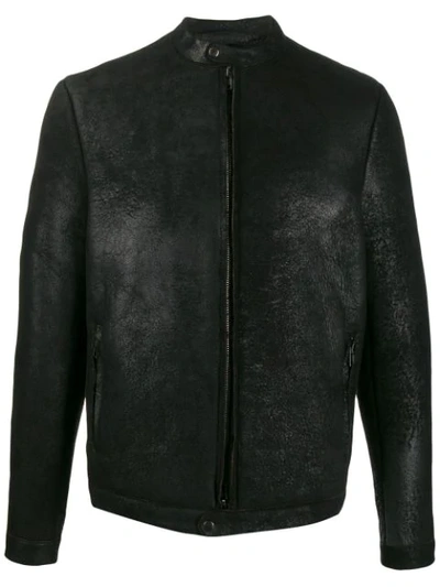 Salvatore Santoro Minimalist Leather Jacket In Black