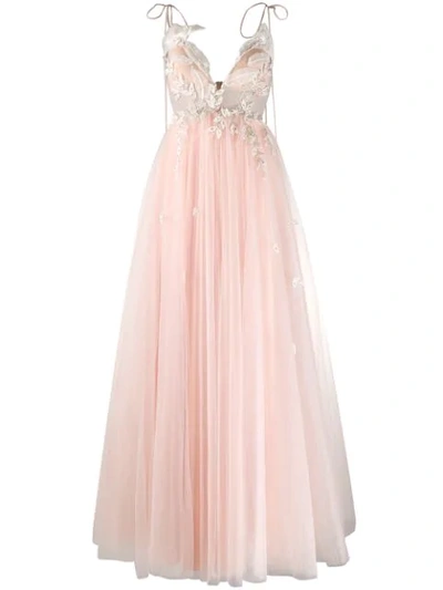 Loulou Floral Embroidered Gown In Pink