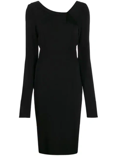 Styland Long-sleeve Midi Dress In Black