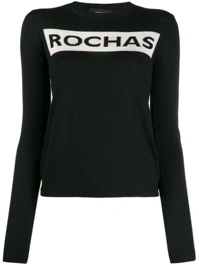 Rochas Logo Print Fine Knit Jumper In Black