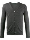 Zanone Jersey Knit Button Up Cardigan In Grey