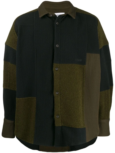 Ambush Patchwork Fleece Jacket In Dark Green