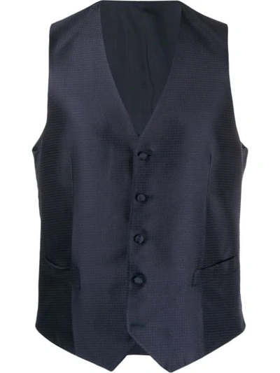 Canali Silk Slim-fit Waistcoat In Blue