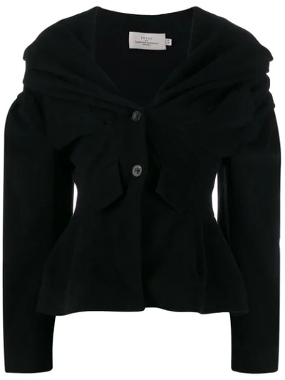 Preen By Thornton Bregazzi Draped Hood Jacket In Black