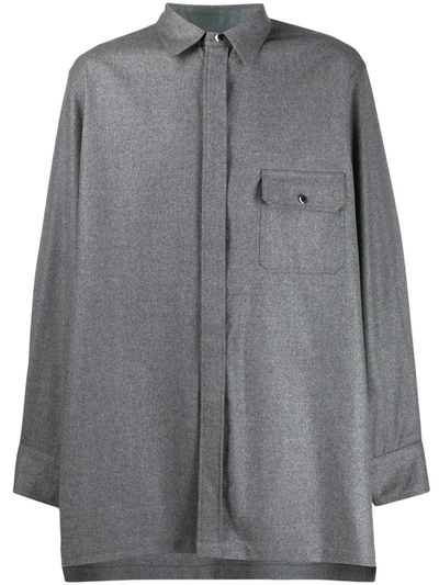 Fumito Ganryu Chest Pocket Oversized Shirt In Grey
