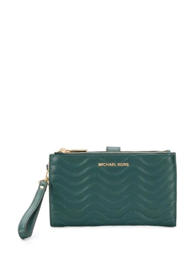 Michael Michael Kors Large Quilted Wallet In Green