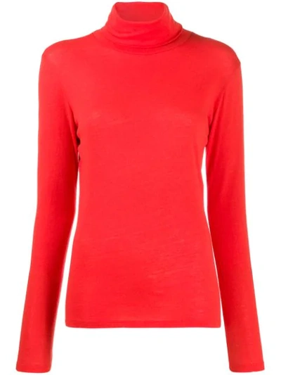 Majestic Roll Neck Top In Orange