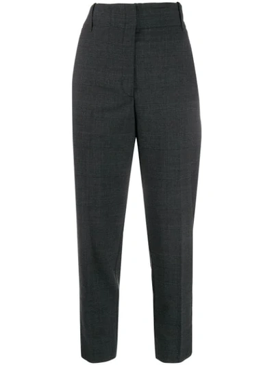 Pinko Cropped High-waist Trousers In Grey