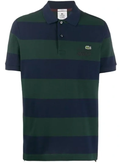 Lacoste Live Embroidered Logo Striped Polo Shirt In Blue
