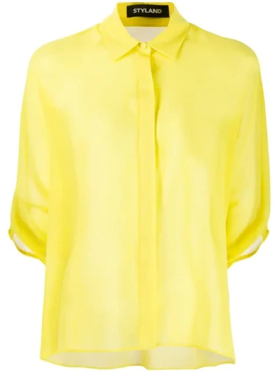 Styland Short-sleeve Fitted Shirt In Yellow