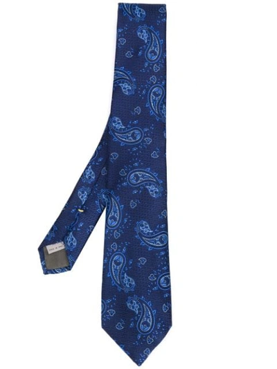 Canali Paisley Pattern Tie In Blue