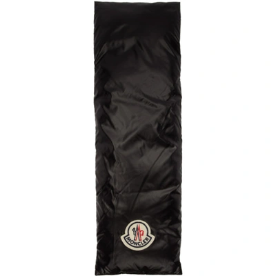 Moncler Black And White Down Scarf In 999 Black