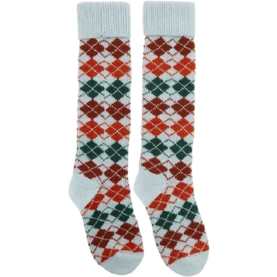 Gucci Multicolor Check Wool Socks In 4973 Multi