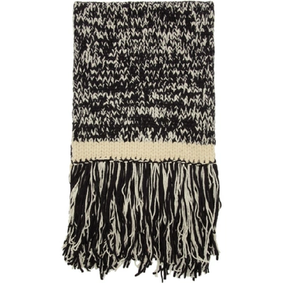 Joseph Black And Off-white Knit Scarf In 0962 Blkecr