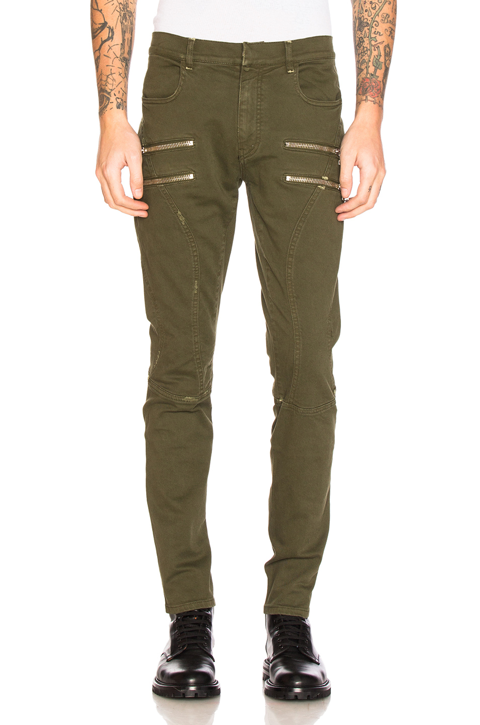 Faith Connexion Zip Run Jeans In Army Khaki ModeSens