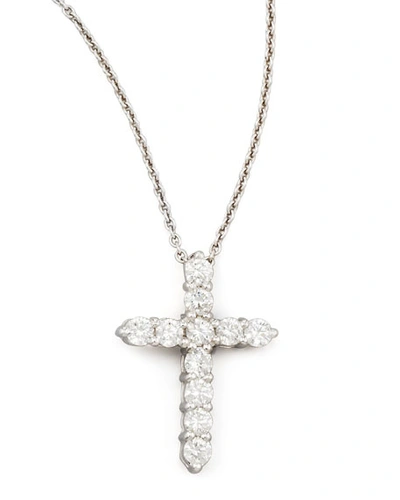 Roberto Coin 18" White Gold Diamond Cross Pendant Necklace, 0.45ct