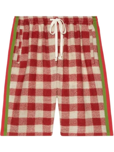 Gucci Oversize Check Pattern Shorts In Red