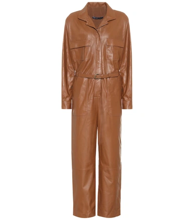 Zeynep Arcay Leather Jumpsuit In Brown