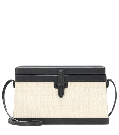 Hunting Season The Square Trunk Raffia Shoulder Bag In Black