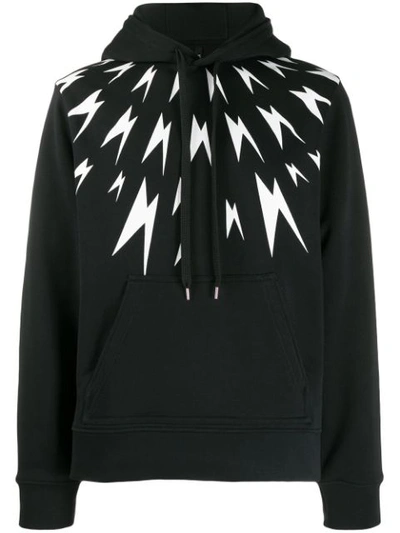 Neil Barrett Thunder Bolt Print Hoodie In Black