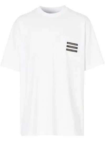 Burberry Tape Print Cotton T-shirt In White