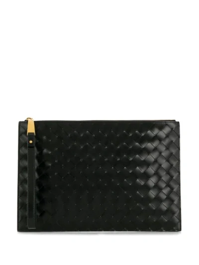 Bottega Veneta Intrecciato Clutch Bag In Black