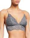 Cosabella Pret A Porter Long-line Lace Triangle Bralette In Platinum Dover Anthracite