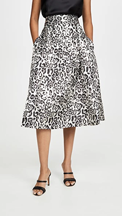 Black Halo Sanibel Leopard-print Full Cocktail Skirt In Baroque Spots