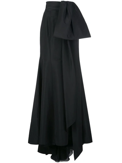Carolina Herrera Icon Waist-knot Silk Trumpet Skirt In Black