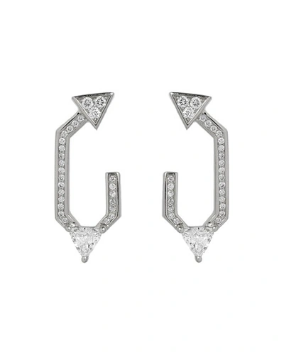 Nikos Koulis V 18k White Gold Diamond Front-facing Hoop Earrings