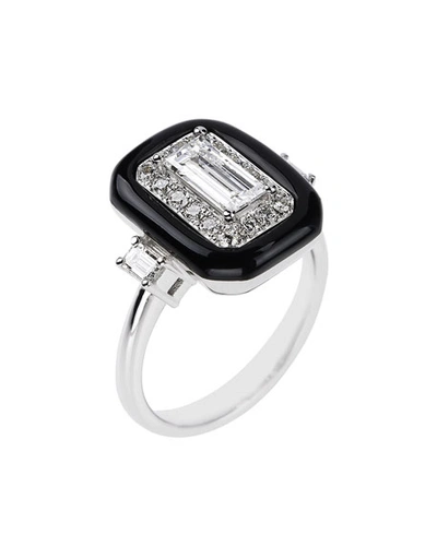 Nikos Koulis 18k White Gold Oui Diamond Black-trim Ring, 0.73tcw