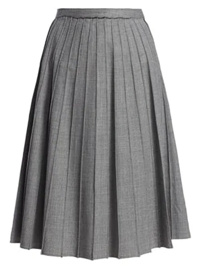 Michael Kors Stretch Virgin Wool Pleated Midi Skirt In Grey