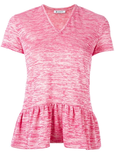 Dondup V Neck Pleated Trim Top - Pink & Purple