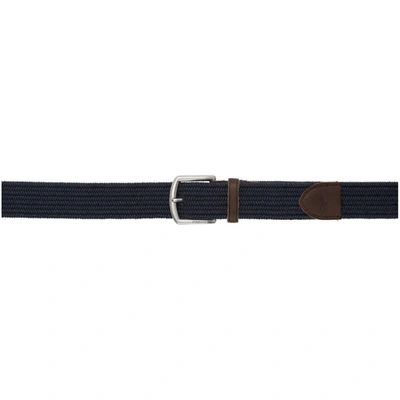 Polo Ralph Lauren Braided Logo-embossed Cotton-stretch Belt In Medium Navy