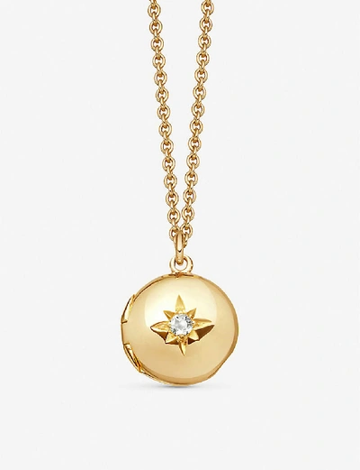 Astley Clarke Small Astley 18ct Yellow Gold-plated Vermeil Silver And White Sapphire Locket In Yellow Gold Vermeil