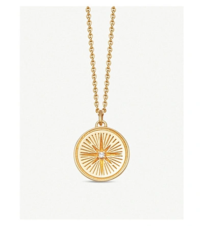 Astley Clarke Celestial Compass 18ct Yellow-gold Vermeil And Sapphire Necklace In Yellow Gold Vermeil
