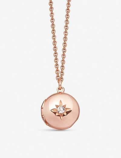 Astley Clarke Small Astley 18ct Rose Gold Vermeil And White Sapphire Locket